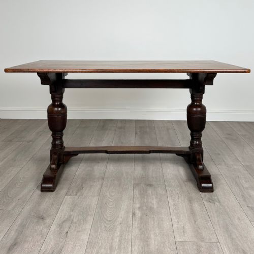 ANTIQUE 20TH CENTURY REFRACTORY STYLE DINING TABLE IN OAK - ADDITIONAL PHOTO 1