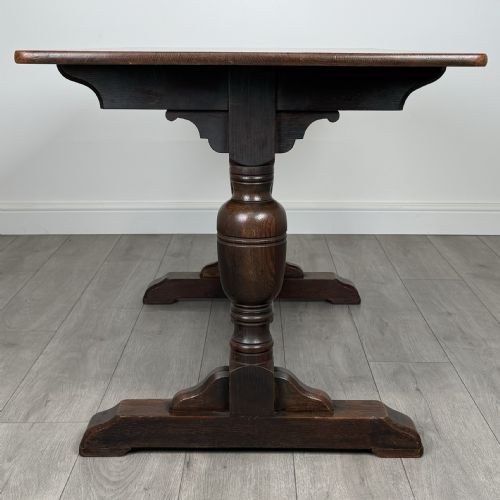 ANTIQUE 20TH CENTURY REFRACTORY STYLE DINING TABLE IN OAK - ADDITIONAL PHOTO 2