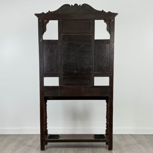 ANTIQUE 19TH CENTURY FINE QUALITY CARVED OAK HALL STAND - ADDITIONAL PHOTO 4