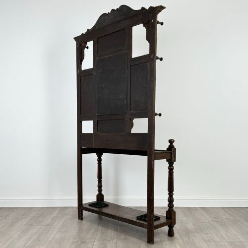 ANTIQUE 19TH CENTURY FINE QUALITY CARVED OAK HALL STAND - ADDITIONAL PHOTO 5