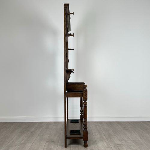 ANTIQUE 19TH CENTURY FINE QUALITY CARVED OAK HALL STAND - ADDITIONAL PHOTO 6