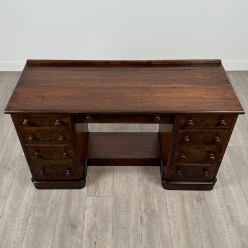 ANTIQUE 19TH CENTURY PEDESTAL DESK IN WALNUT - ADDITIONAL PHOTO 8