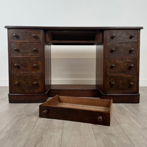 ANTIQUE 19TH CENTURY PEDESTAL DESK IN WALNUT - ADDITIONAL PHOTO 10