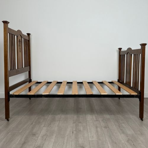 ANTIQUE 20TH CENTURY ART NOUVEAU STYLE DOUBLE BED IN OAK - ADDITIONAL PHOTO 3