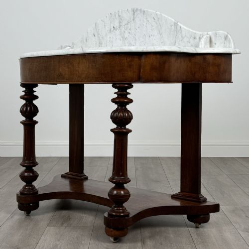 ANTIQUE 19TH CENTURY MARBLE TOP WASHSTAND IN MAHOGANY - ADDITIONAL PHOTO 1