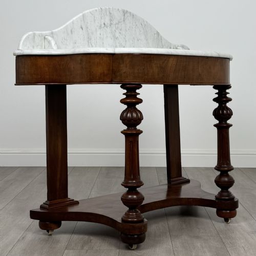 ANTIQUE 19TH CENTURY MARBLE TOP WASHSTAND IN MAHOGANY - ADDITIONAL PHOTO 8