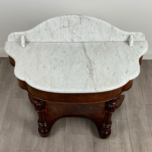 ANTIQUE 19TH CENTURY MARBLE TOP WASHSTAND IN MAHOGANY - ADDITIONAL PHOTO 9
