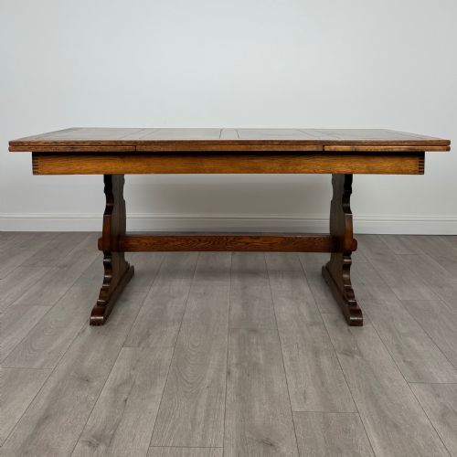 ANTIQUE 20TH CENTURY DRAW LEAF DINING TABLE IN OAK - ADDITIONAL PHOTO 1