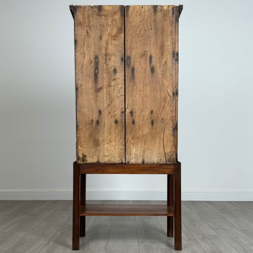 ANTIQUE 19TH CENTURY SMALL OAK CUPBOARD ON STAND - ADDITIONAL PHOTO 5