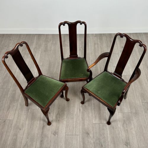 ANTIQUE 20TH CENTURY SET OF 6 QUEEN ANNE STYLE DINING CHAIRS - ADDITIONAL PHOTO 2