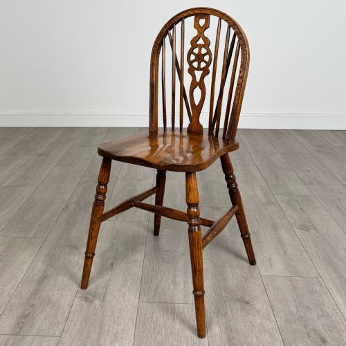fig 4. Antique 20th Century Set Of 6 Oak Wheelback Dining Chair’s 