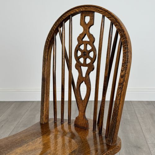 fig 6. Antique 20th Century Set Of 6 Oak Wheelback Dining Chair’s 