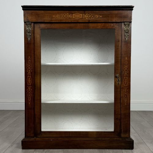 antique 19th century inlaid pier cabinet in walnut - CATEGORY: ANTIQUE CABINETS - DATED VICTORIAN