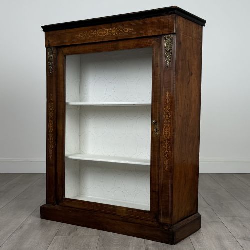 ANTIQUE 19TH CENTURY INLAID PIER CABINET IN WALNUT - ADDITIONAL PHOTO 2