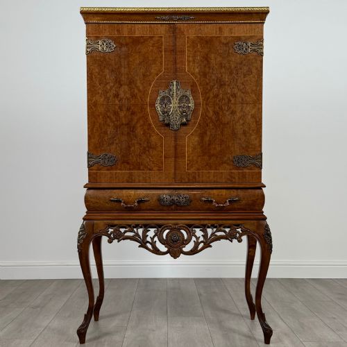 antique 20th century fine quality burr walnut drinks cabinet - CATEGORY: ANTIQUE CABINETS - DATED EDWARDIAN