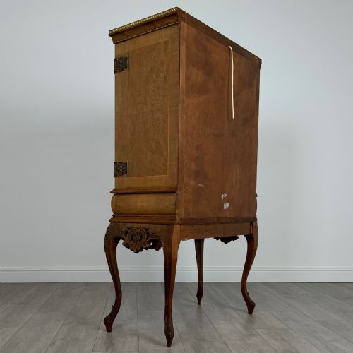 ANTIQUE 20TH CENTURY FINE QUALITY BURR WALNUT DRINKS CABINET - ADDITIONAL PHOTO 4