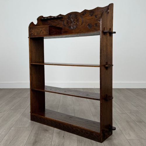 ANTIQUE 20TH CENTURY SMALL ART NOUVEAU STYLE BOOKCASE IN OAK - ADDITIONAL PHOTO 1