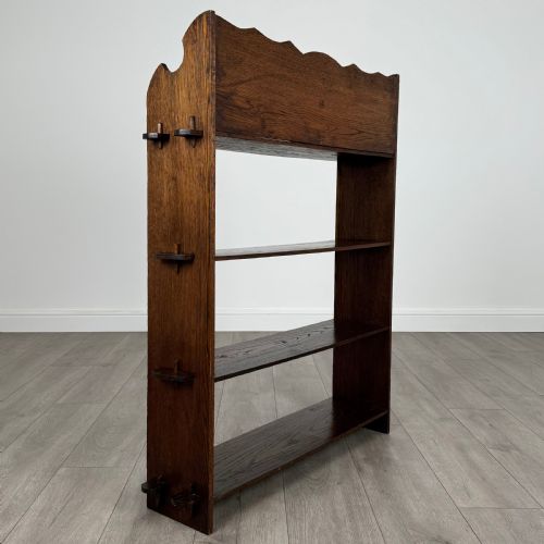 ANTIQUE 20TH CENTURY SMALL ART NOUVEAU STYLE BOOKCASE IN OAK - ADDITIONAL PHOTO 3