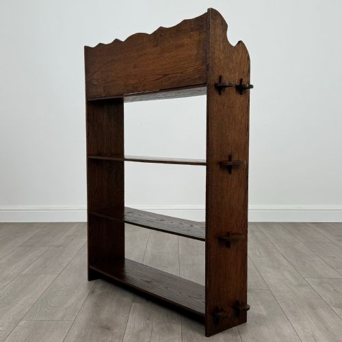 ANTIQUE 20TH CENTURY SMALL ART NOUVEAU STYLE BOOKCASE IN OAK - ADDITIONAL PHOTO 6