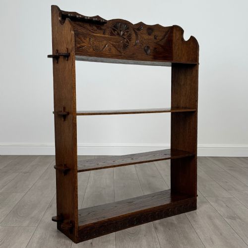 ANTIQUE 20TH CENTURY SMALL ART NOUVEAU STYLE BOOKCASE IN OAK - ADDITIONAL PHOTO 7