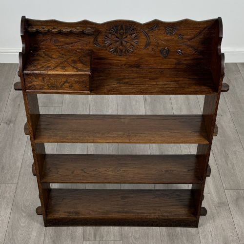 ANTIQUE 20TH CENTURY SMALL ART NOUVEAU STYLE BOOKCASE IN OAK - ADDITIONAL PHOTO 8