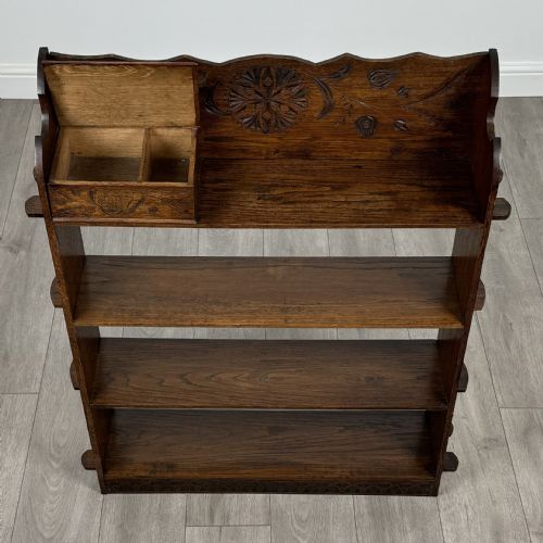 ANTIQUE 20TH CENTURY SMALL ART NOUVEAU STYLE BOOKCASE IN OAK - ADDITIONAL PHOTO 9