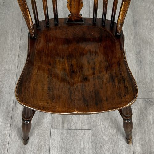 ANTIQUE 20TH CENTURY SET OF 4 WINDSOR DINING CHAIRS IN ELM - ADDITIONAL PHOTO 4