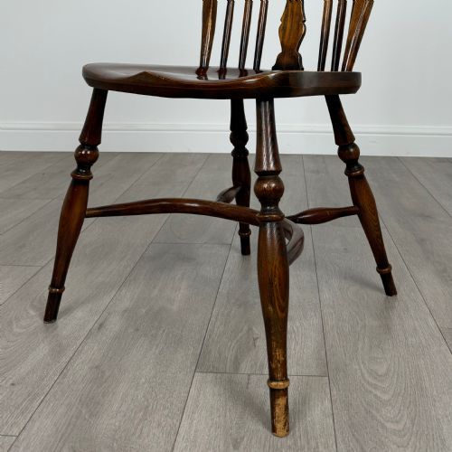 ANTIQUE 20TH CENTURY SET OF 4 WINDSOR DINING CHAIRS IN ELM - ADDITIONAL PHOTO 5