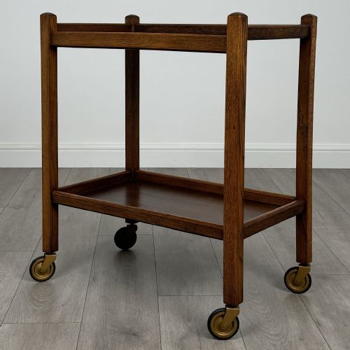 ANTIQUE 20TH CENTURY GOOD QUALITY TEA TROLLEY IN OAK - ADDITIONAL PHOTO 1