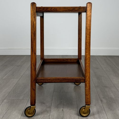 ANTIQUE 20TH CENTURY GOOD QUALITY TEA TROLLEY IN OAK - ADDITIONAL PHOTO 2
