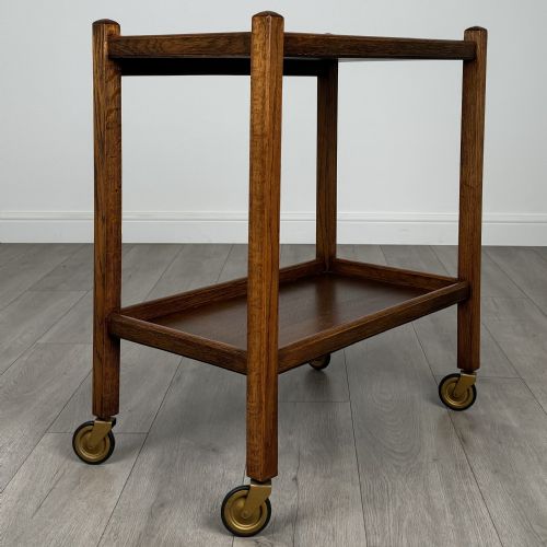 ANTIQUE 20TH CENTURY GOOD QUALITY TEA TROLLEY IN OAK - ADDITIONAL PHOTO 3