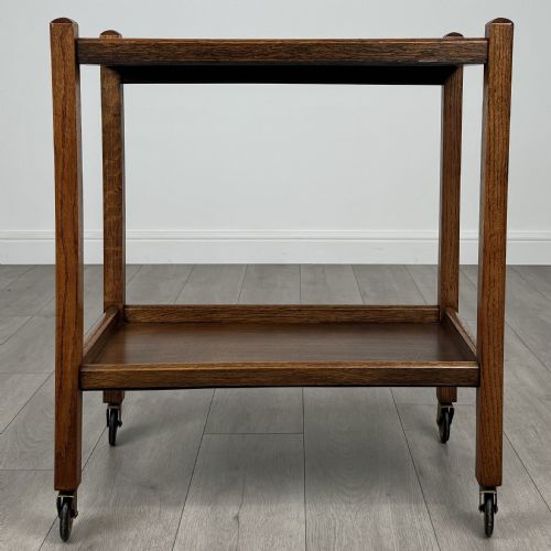 ANTIQUE 20TH CENTURY GOOD QUALITY TEA TROLLEY IN OAK - ADDITIONAL PHOTO 4