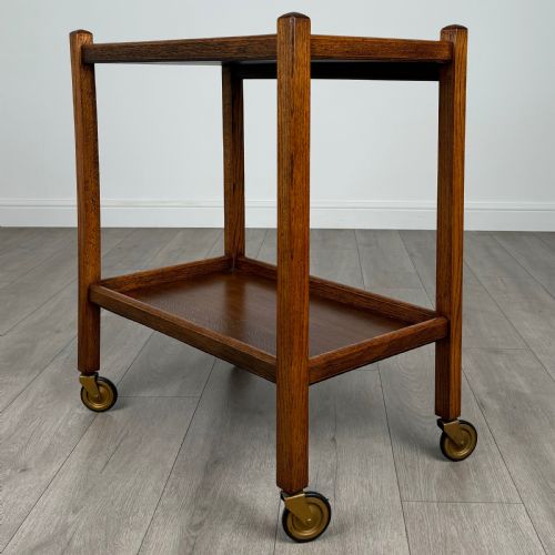 ANTIQUE 20TH CENTURY GOOD QUALITY TEA TROLLEY IN OAK - ADDITIONAL PHOTO 5