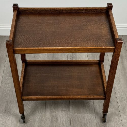 ANTIQUE 20TH CENTURY GOOD QUALITY TEA TROLLEY IN OAK - ADDITIONAL PHOTO 8