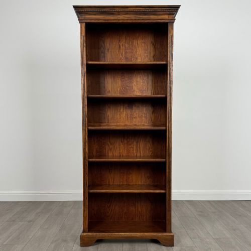 vintage 20th century fine quality open bookcase in oak - CATEGORY: ANTIQUE BOOKCASES - DATED EDWARDIAN