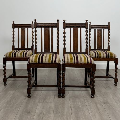 antique 19th century set of 4 barley twist dining chairs - CATEGORY: ANTIQUE CHAIRS - DATED VICTORIAN