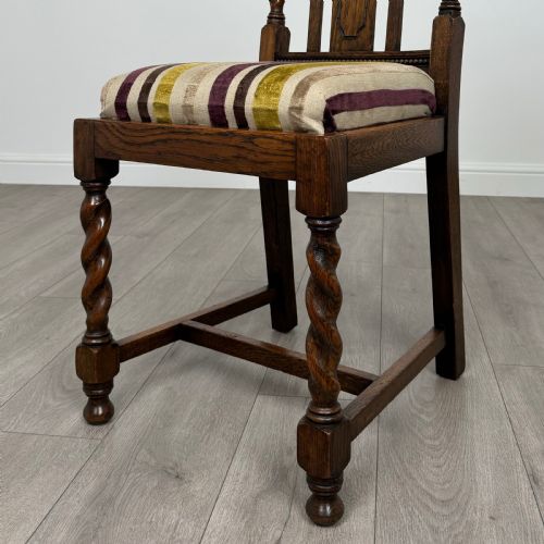 ANTIQUE 19TH CENTURY SET OF 4 BARLEY TWIST DINING CHAIRS - ADDITIONAL PHOTO 5