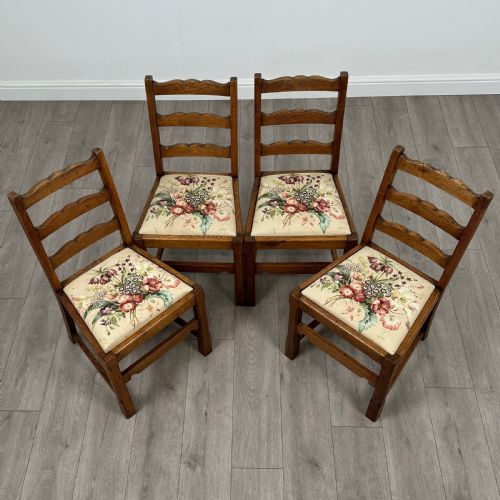 ANTIQUE 20TH CENTURY SET OF 4 GOOD QUALITY OAK DINING CHAIRS - ADDITIONAL PHOTO 7