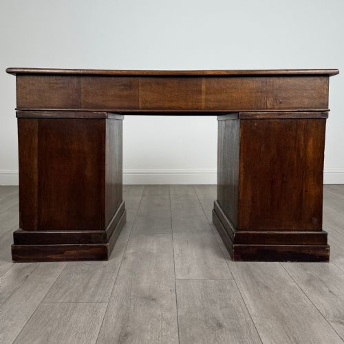 ANTIQUE 19TH CENTURY PEDESTAL DESK IN OAK - ADDITIONAL PHOTO 4