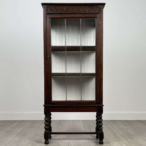 antique 20th century barley twist cabinet in oak - CATEGORY: ANTIQUE CABINETS - DATED EDWARDIAN