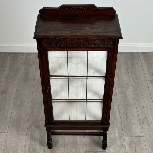 ANTIQUE 20TH CENTURY BARLEY TWIST CABINET IN OAK - ADDITIONAL PHOTO 9