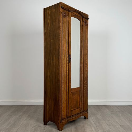 ANTIQUE 20TH CENTURY ART NOUVEAU STYLE OAK WARDROBE - ADDITIONAL PHOTO 8