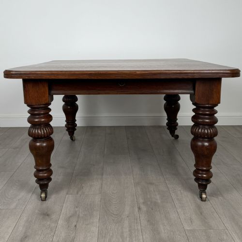 ANTIQUE 19TH CENTURY EXTENDING DINING TABLE IN OAK - ADDITIONAL PHOTO 6