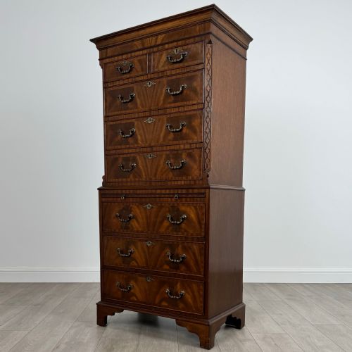antique 20th century small chest on chest in mahogany - CATEGORY: ANTIQUE CHEST OF DRAWERS - DATED EDWARDIAN