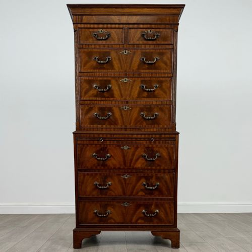 ANTIQUE 20TH CENTURY SMALL CHEST ON CHEST IN MAHOGANY - ADDITIONAL PHOTO 1