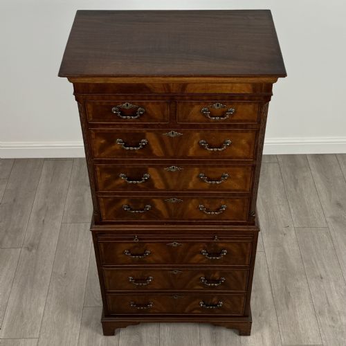 ANTIQUE 20TH CENTURY SMALL CHEST ON CHEST IN MAHOGANY - ADDITIONAL PHOTO 8