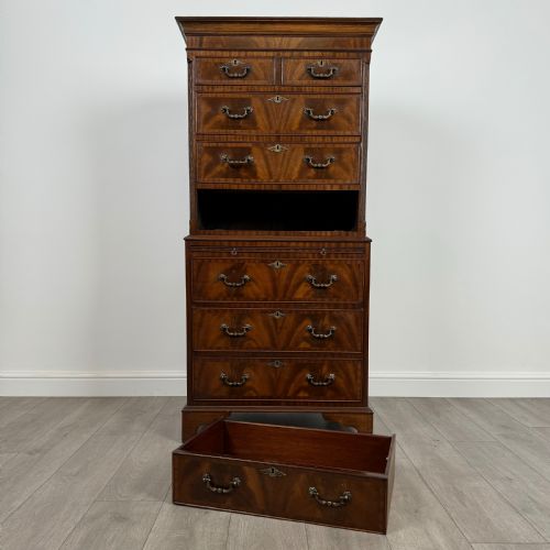 ANTIQUE 20TH CENTURY SMALL CHEST ON CHEST IN MAHOGANY - ADDITIONAL PHOTO 10