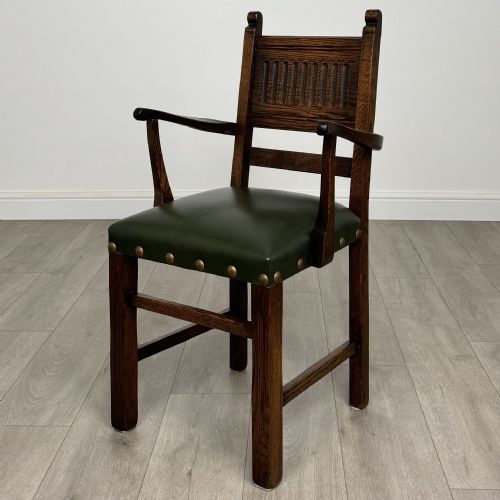 ANTIQUE 20TH CENTURY SET OF 6 LINENFOLD DINING CHAIRS IN OAK - ADDITIONAL PHOTO 1