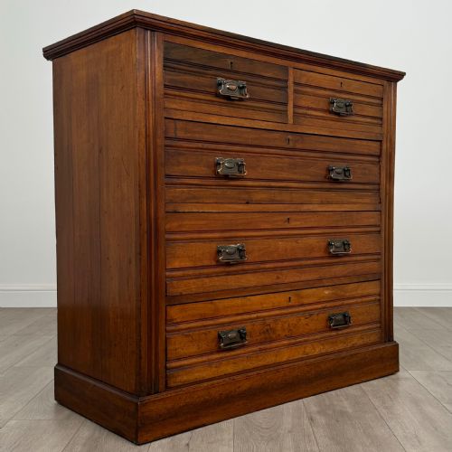 ANTIQUE 20TH CENTURY GOOD QUALITY WALNUT CHEST OF DRAWERS - ADDITIONAL PHOTO 7