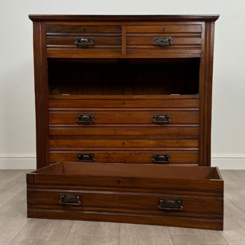 ANTIQUE 20TH CENTURY GOOD QUALITY WALNUT CHEST OF DRAWERS - ADDITIONAL PHOTO 9